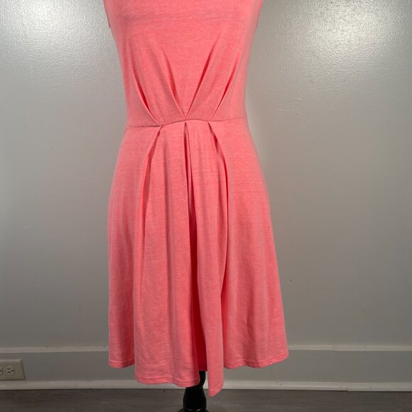Everly Coral Pink Crew Neck Pleated Waist Sleeveless Knee-length Tank Dress S - Picture 5 of 14